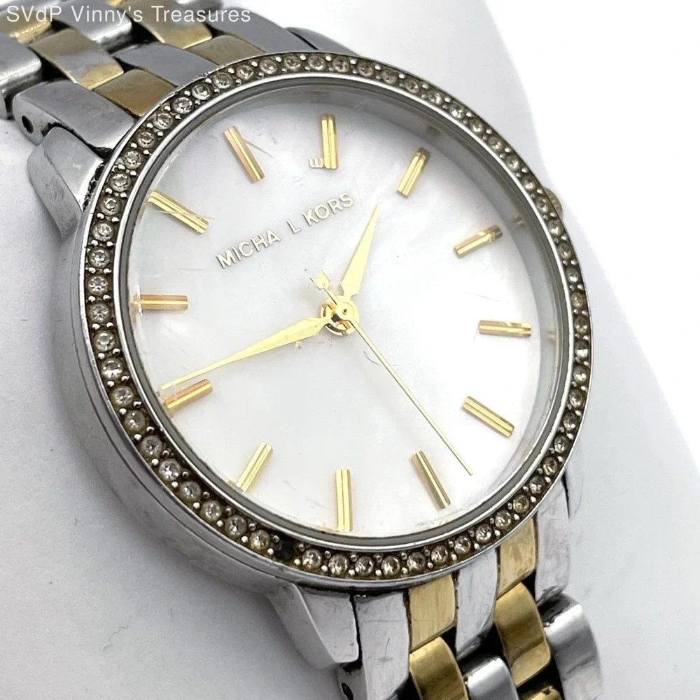 Michael Kors Women's Darci Watch MK-3139 Two-Tone Mother of Pearl Crystal Bezel